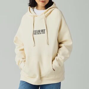 Taylor Swift Eras Tour Hoodie Sweatshirt Graphic Fleece Large Cream Concert